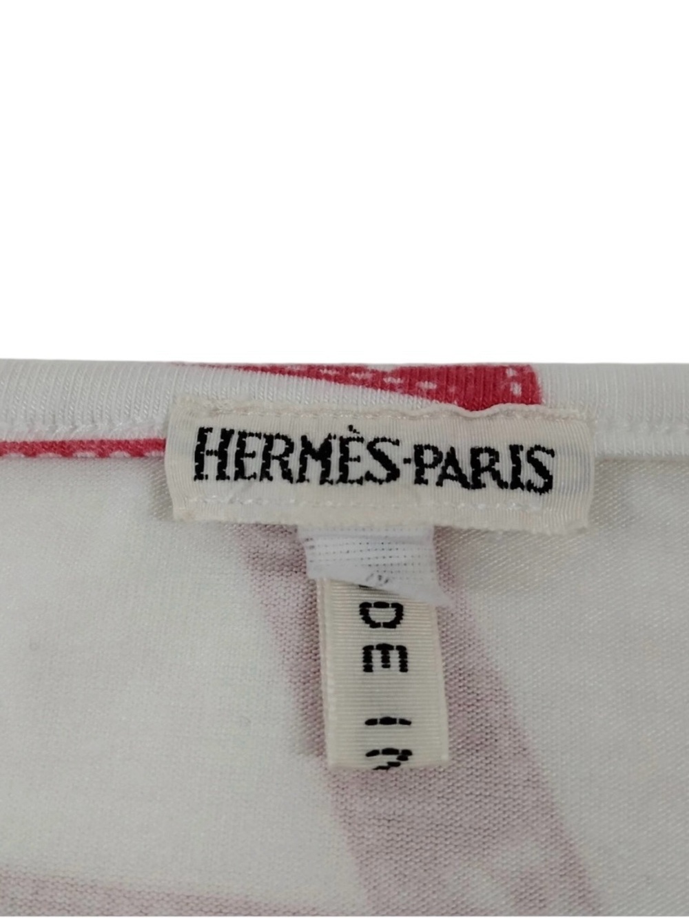 VINTAGE HERMES Red & White Grid-Print Scoop Neck Top Size S - Picture 10 of 11